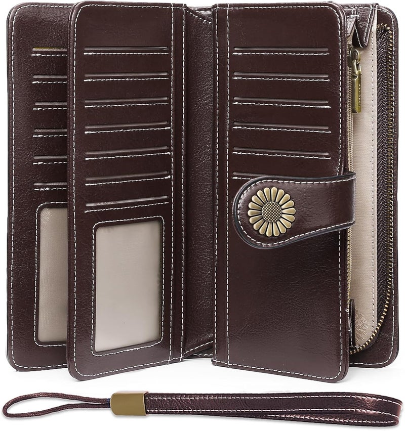 SENDEFN Wallets for Women Leather Credit Card Holder with RFID Blocking Large Capacity Wristlet | with RFID Blocking, Large Capacity, Wristlet, with RFID Blocking, Large Capacity, Wristlet - Image 1